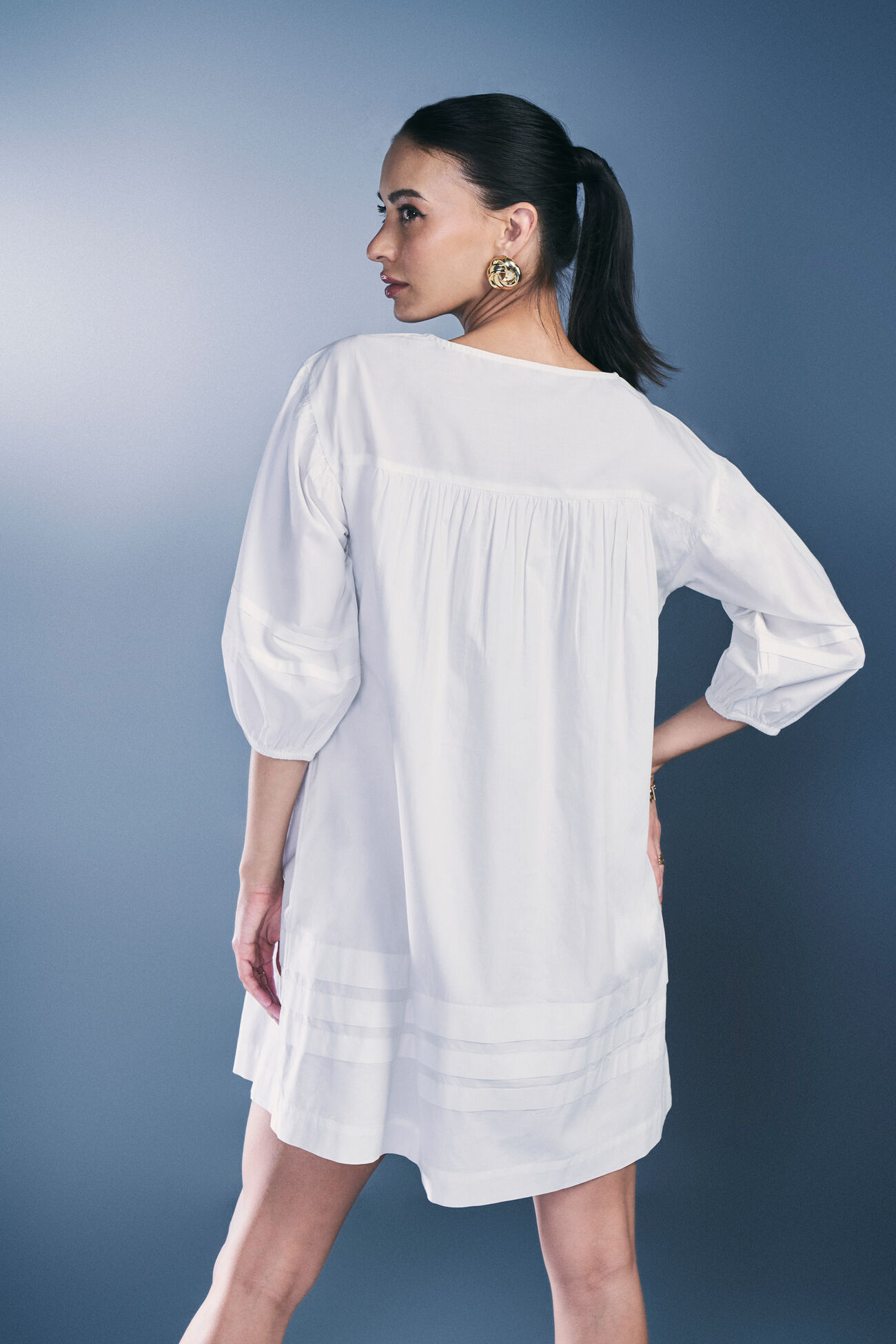 Lily Cotton Dress, White, image 5